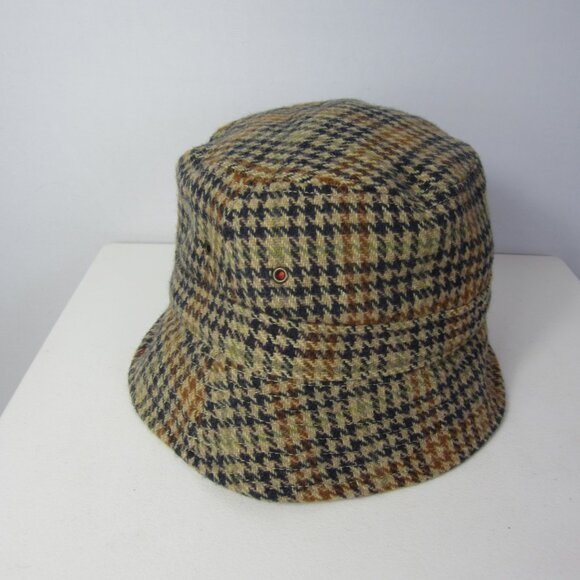New Unisex M / L  J Crew Bucket Hat Lambswool Herringbone Khaki Beige Reversible - Picture 2 of 7